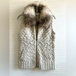 LOFT Cable knit wool blend full zip vest